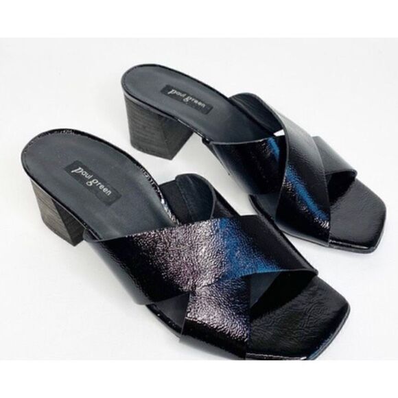 Paul Green CiCi Black Patent Sandal NWOB Size 6 1/2 / US 9